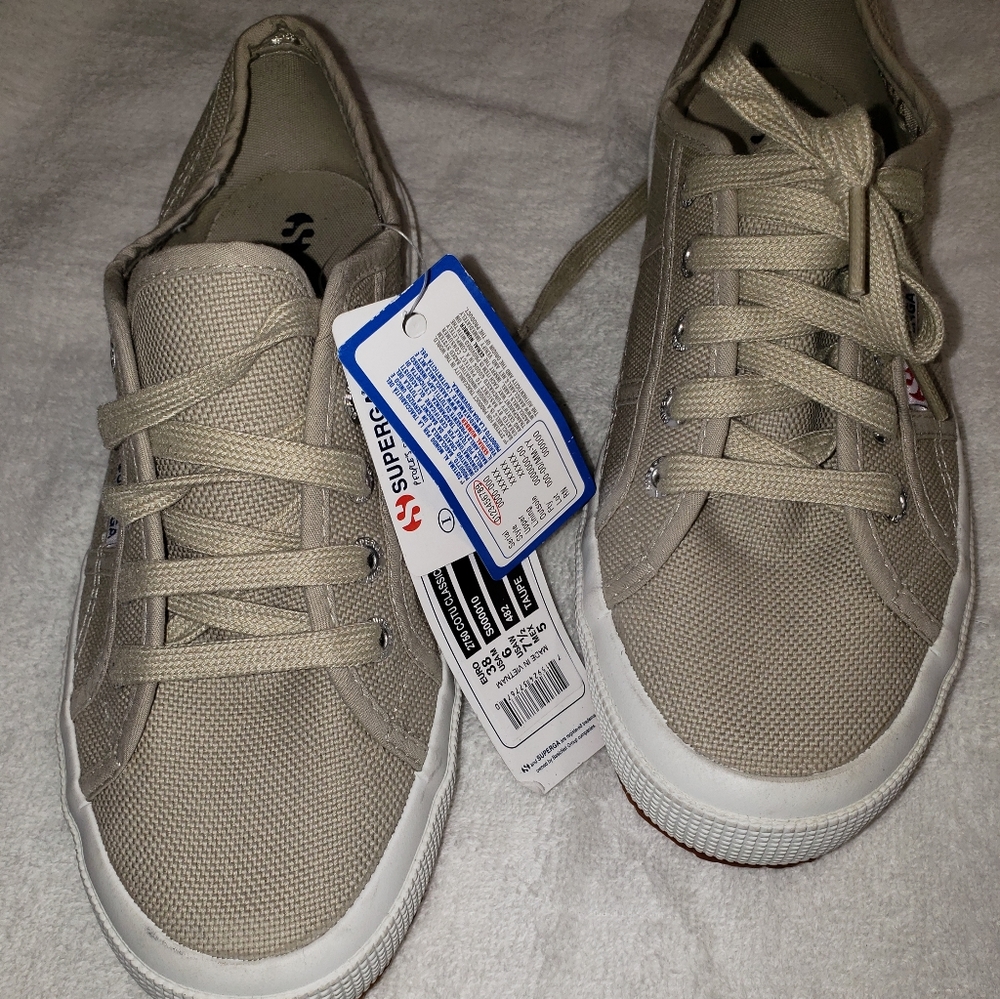 Womens Superga Tan Sneakers, Size 7.5 / UK 38